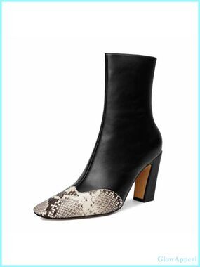 Vertundy Women's Ankle Boots Square Toe High Heel Booties Side Zipper
